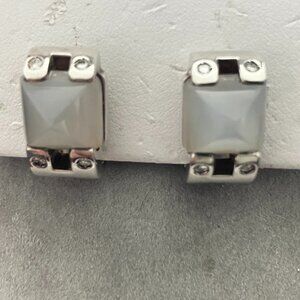 Vintage Hermes Silver, Moonstone and Diamond "Medor" Earrings